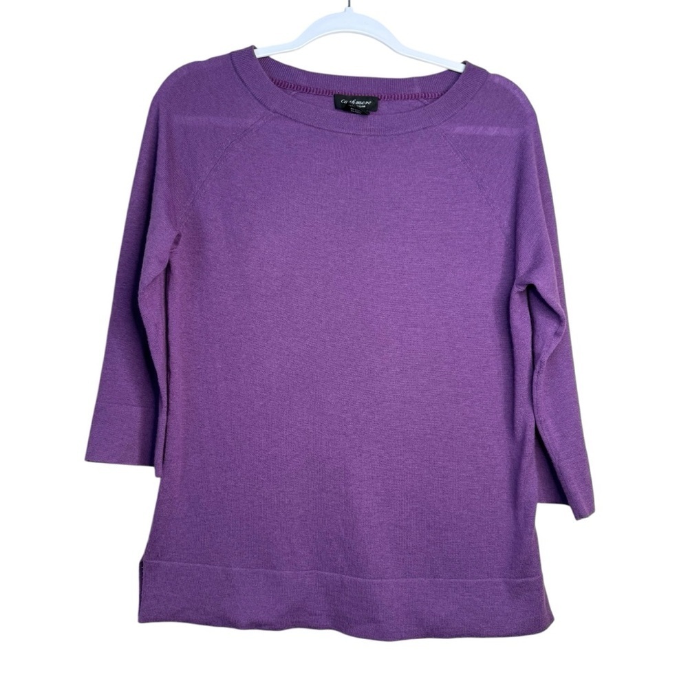 Lord & Taylor Cashmere Pullover Sweater Purple 3/4 Sleeve Women's Size Small